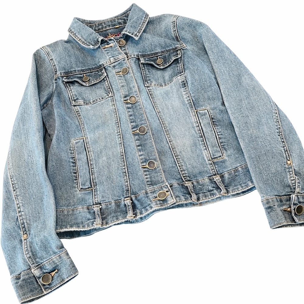 Women’s Vintage Contrast Rugged Button up Denim Jacket size 13